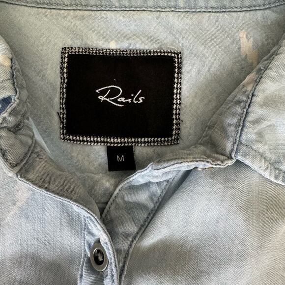 Rails Womens Chambray Blue Carter Lightning Bolt Long Sleeve Button Down Medium - Picture 6 of 12
